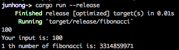 Run the n-th Fibonacci in release